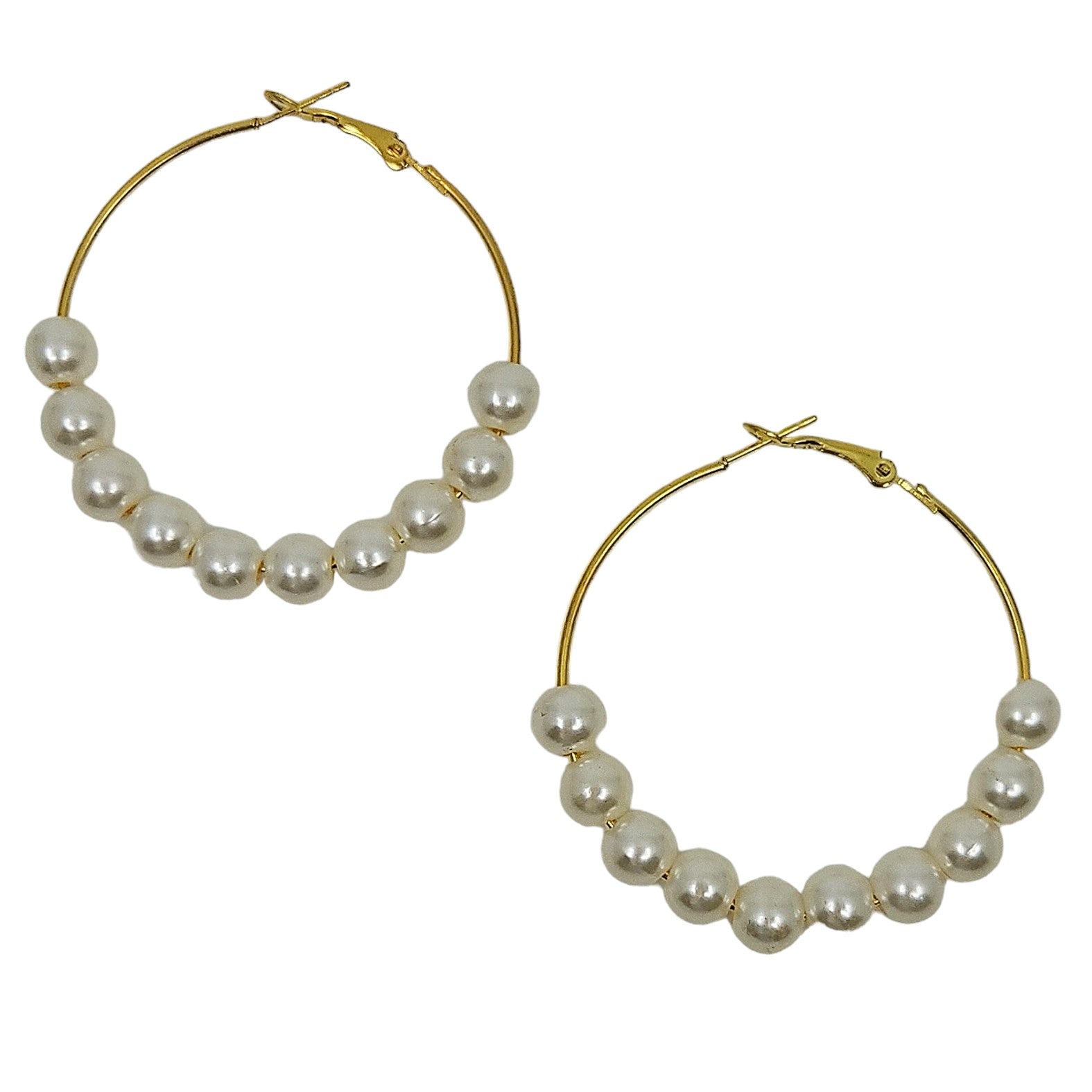 pearly | 50mm hoop earrings