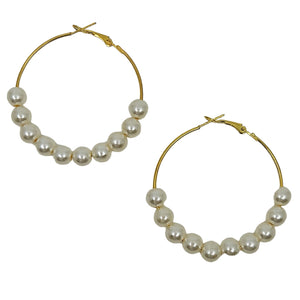 pearly | 50mm hoop earrings