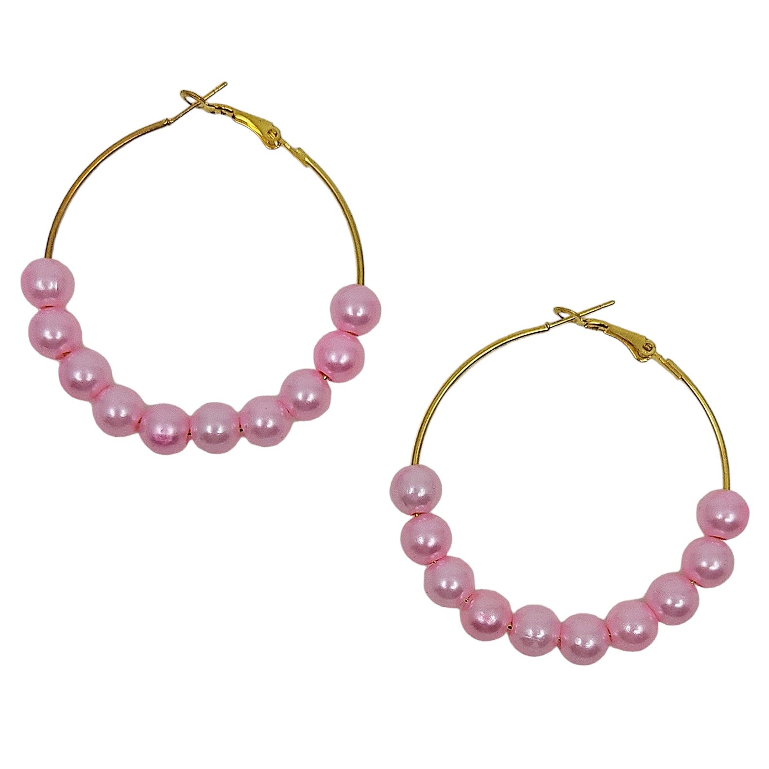 pink pearly | 50mm hoop earrings