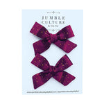 mulberry polka | schoolgirl bow pigtail set
