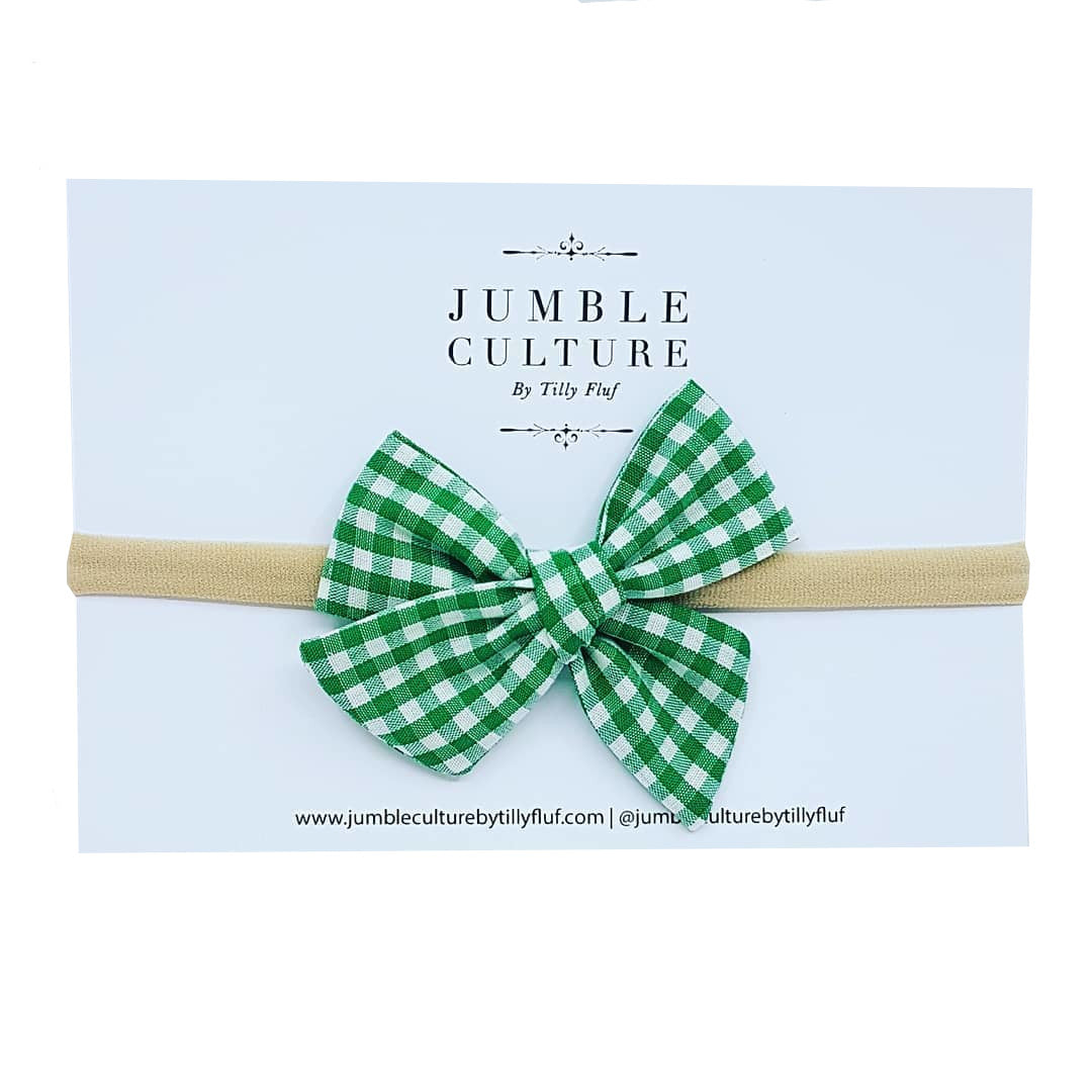 forest gingham | pinwheel bow headband