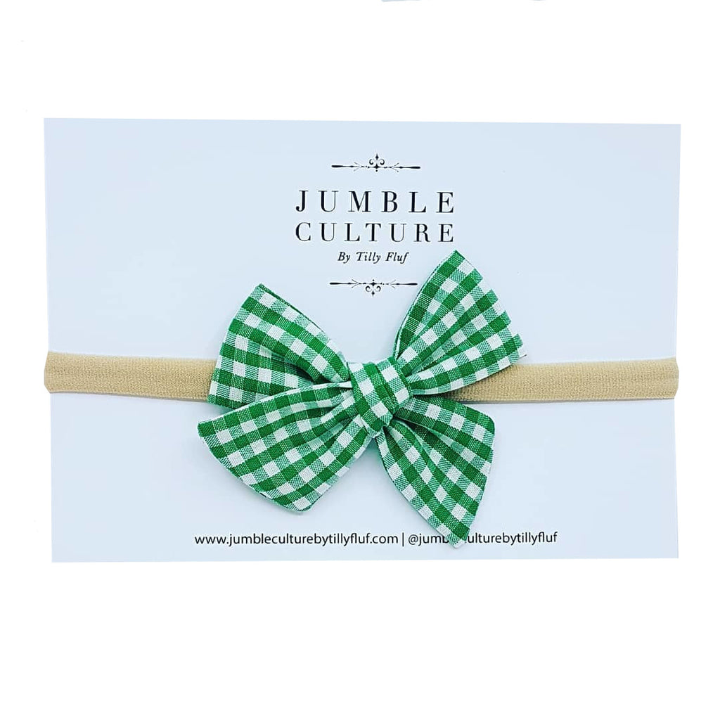 forest gingham | pinwheel bow headband