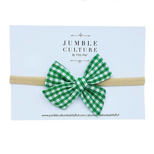 forest gingham | pinwheel bow headband