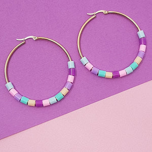 orchid confetti | hoop earrings 50mm