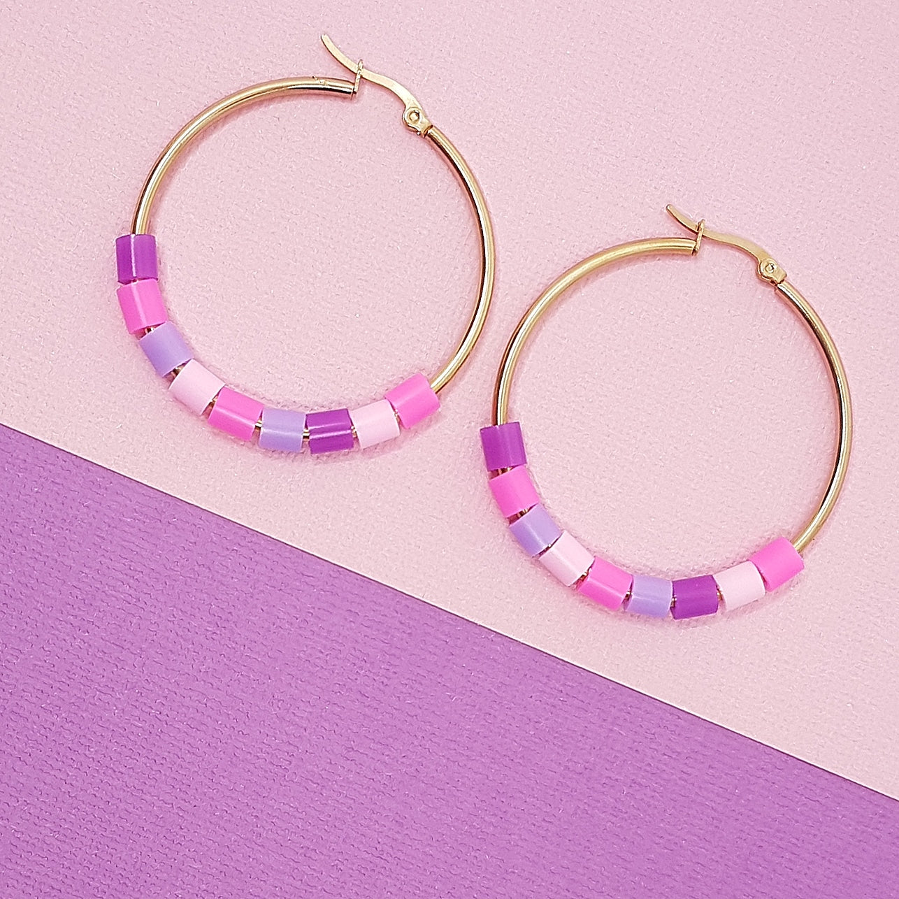 bubble gum confetti | hoop earrings 40mm