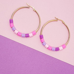 bubble gum confetti | hoop earrings 40mm