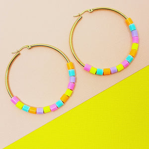 fluro confetti | hoop earrings 50mm