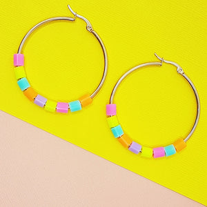 fluro confetti | hoop earrings 40mm