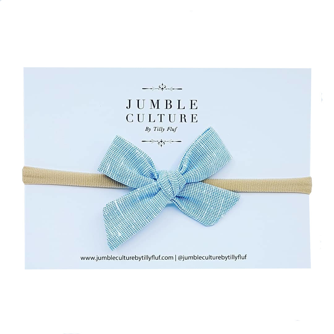 sky linen | schoolgirl bow headband