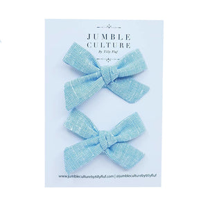 sky linen | schoolgirl bow pigtail set